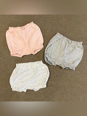 GAP Kids Bloomer Shorts Trio - Pink, Gray & White Polka Dot 6-12mo